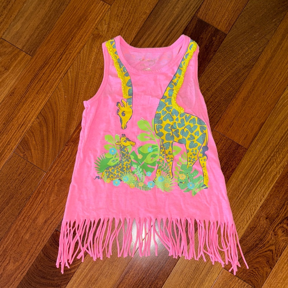 Cynthia Rowley Pink Giraffe Fringe Tank Top